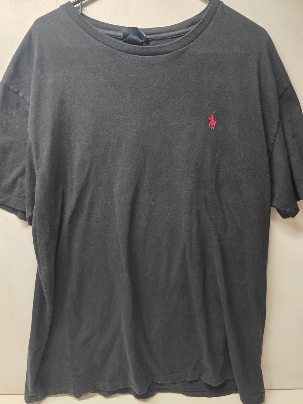 Polo Ralph Lauren Vintage Y2K T Shirt Mens L Black Red Pony Logo 100% Cotton